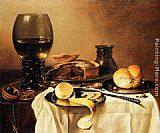 Pieter Claesz Breakfast Still Life With Roemer, Meat Pie, Lemon And Bread painting